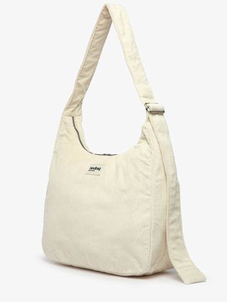 Cross Body Tas Velours Ribfluweel Hindbag Beige velours V ander zicht 2